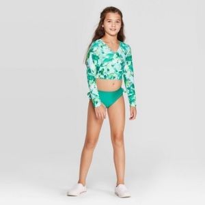 🔥🔥 6X Tropical print wrap style Rashguard two piece Bikini, Art Class Brand